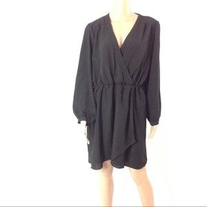 Kari Lyn Women Faux Wrap Dress Size 2X Black Mini